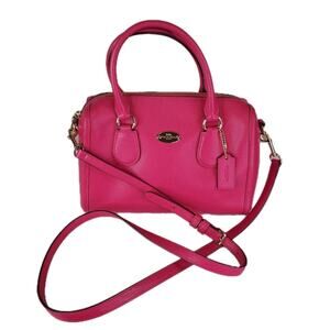 Coach Leather Mini Bennett Satchel Hot Pink Crossbody Double Handle Bag Purse